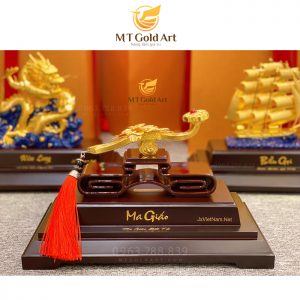 Vương trượng gậy như ý dát vàng (17x20x24cm)