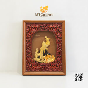Tranh chim Phượng hoàng dát vàng (25x32cm)