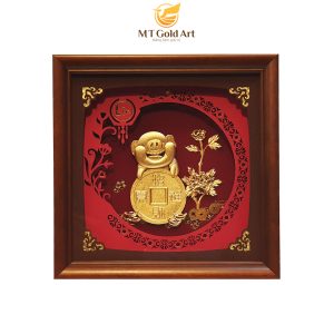 Tranh heo dát vàng (23x23cm)