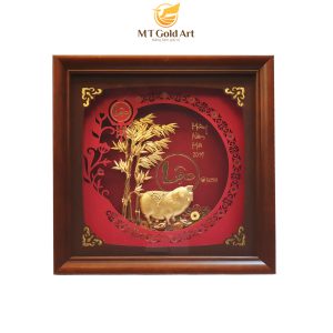 Tranh heo dát vàng (23x23cm)