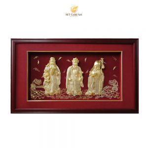 Tranh Phúc Lộc Thọ dát vàng (60x99cm)
