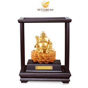 Tượng Phật Di lặc dát vàng (17x29x34cm)