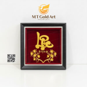 Tranh chữ Lộc dát vàng (20x20cm)