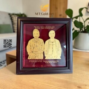 Tranh chân dung ông bà dát vàng 24k