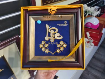 Tranh chữ lộc hoa mai dát vàng 24k