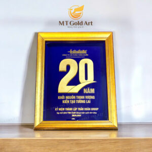 Tranh ky niem 20 nam thanh lap cong ty san xuat theo yeu cau doanh nghiep dat vang 24k