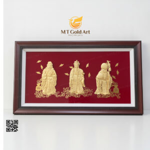 Tranh Tam Đa Phúc Lộc Thọ dát vàng 24k (39x69cm)